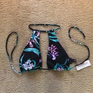 Tropical print bikini top
